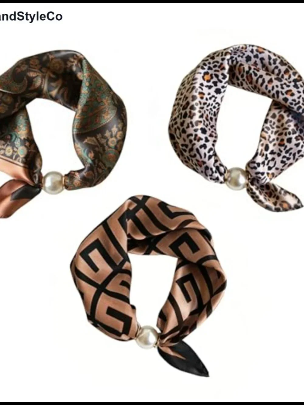 Magnetic Clasp Satin Scarf Ladies Neck Decoration 3Pcs No Knots